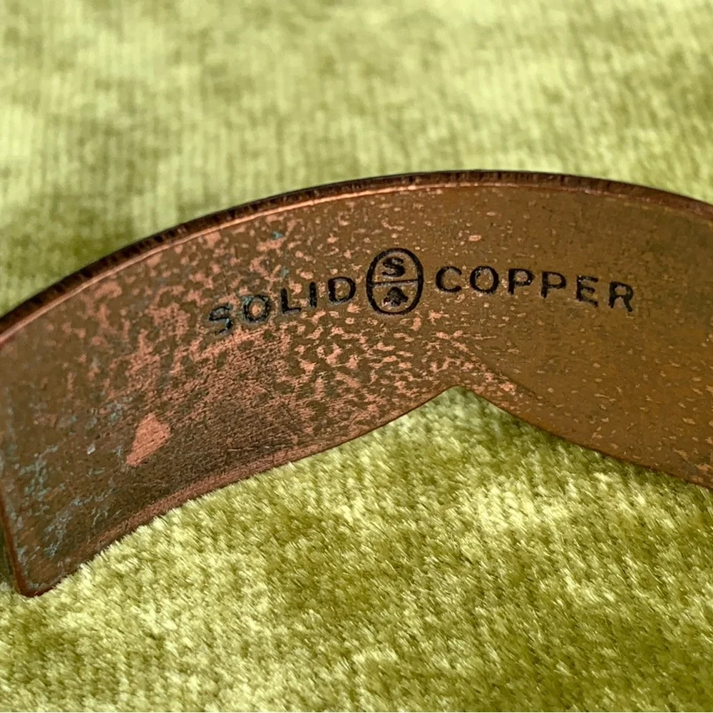 Vintage Unisex Black Enamel Copper Cuff Bracelet
